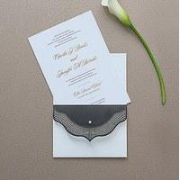High Style in Black with Crystal Laser Embossed Invitations with Personalisation