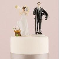 His Biggest Fan Bride and Groom Cake Topper - #1 Fan Cheering Bride Figurine
