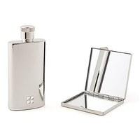 Hip Flask And Compact Mirror Gift Set