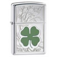 high polish chrome four leaf clover zippo lighter