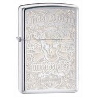 High Polish Chrome Harley Davidson Skull Zippo Lighter