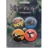 hip hop badge pack 4 x 38mm badges 6 x 4 inches gb eye ltd bp0007