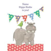 Hippo Birdie | Personalised Children\'s Birthday Card