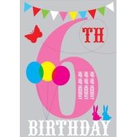 Hip 6 bunny | Children\'s Birthday Card