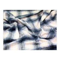 Highland Large Check Fur Pile Coat Weight Fabric Blue & Cream