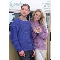 His and Hers Textured Sweater in Wendy Supreme Cotton DK (5768w)
