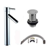 Hi Quality Chromed Bathroom Tall Tap With None Slotted Waste Set