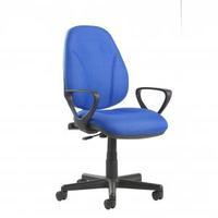 highback operators chair lumber fixed arms blue