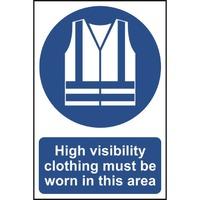 High visibility clothing must be worn... Sign -Self Adhesive 200x300mm