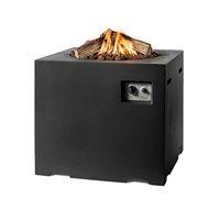 high dining rectangle cocoon gas fire pit in black