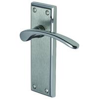 hilton door handle pair polished chrome lever on latch plate