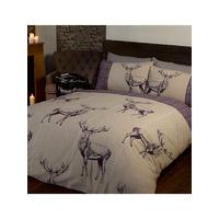 Highland Stag Mulberry Double Duvet Cover and Pillowcase Set