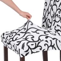 High Quality Stretch Removable Washable Short Dining Chair Cover Soft Milk Silk Spandex Printing Chair Cover Slipcover for Wedding Party Hotel Dining 