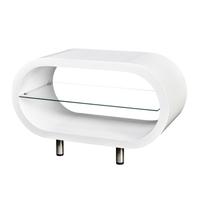 High Gloss White TV Stand Coffee Table Oval