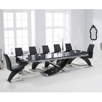 hilton 210cm extending black glass dining table with hampstead z chair ...