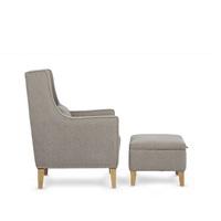 hilton fabric lounge chair with foot stool in silver