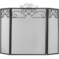 Hill Interiors Heart Motif Black Brushed Steel Fire Screen - Large