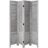 Hill Interiors Grey Washed Wooden Louvred Room Divider