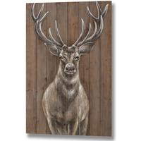 hill interiors stag on wood effect panel