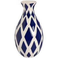 Hill Interiors Navy and White Diamond Pattern Vase