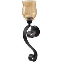 hill interiors iron scroll candle sconce with glass lantern