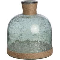 Hill Interiors Metallic Teal Glass Domed Vase with Natural Rope