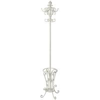 Hill Interiors Iron Hat Coat and Umbrella Stand in Antiqued White Finish