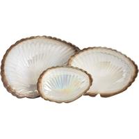 Hill Interiors Gold and Cream Clam Shell Display Dishes (Set of 3)
