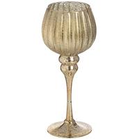 Hill Interiores Brass Effect Carved Wine Glass Tea Light Holder