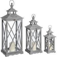 Hill Interiors Wooden Lanterns with Traditional Cross Section (Set of 3)