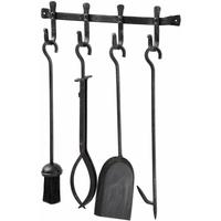Hill Interiors Wall Mounted Black Brushed Steel Companion Set