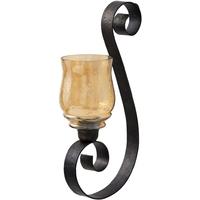 Hill Interiors Scroll Candle Sconce in Iron with Glass Lantern