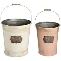 hill interiors vintage tin buckets set of 2