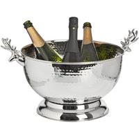 Hill Interiors Nickel Wine Cooler with Stag Handles