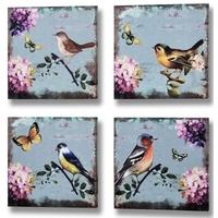 Hill Interiors Birds and Butterflies Canvases (Set of 4)