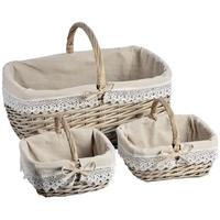 hill interiors lined wicker baskets with lace trim set of 3