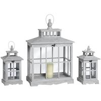 hill interiors grey washed square lanterns set of 3