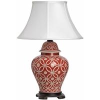 Hill Interiors Athos White on Red Patterned Ceramic Table Lamp