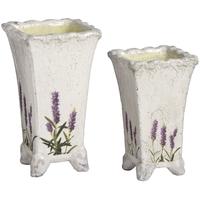 hill interiors ceramic cream and lavender tall planters set of two