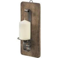 Hill Interiors Wrought Iron Wall Sconce with Hardwood Backplate