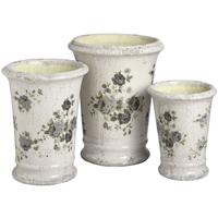 hill interiors green floral tall ceramic planters set of three