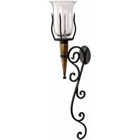 hill interiors elaborate black iron and wood sconce