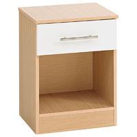 Hilton 1 Drawer Bedside Oak and White Front