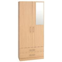 Hilton 2 Door Wardrobe and 2 Drawers and Mirror White