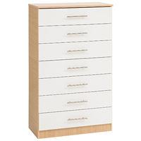 hilton 7 drawer chest oak and white front