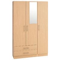 hilton 3 door wardrobe and 2 drawers and mirror oak