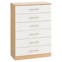 Hilton 6 Drawer Chest Oak and White Front