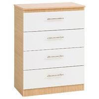 hilton 4 drawer jumbo chest oak and white front