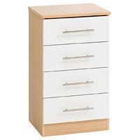 Hilton 4 Drawer Bedside Oak and White Front