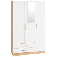 hilton 3 door wardrobe and 2 drawers and mirror oak and white front